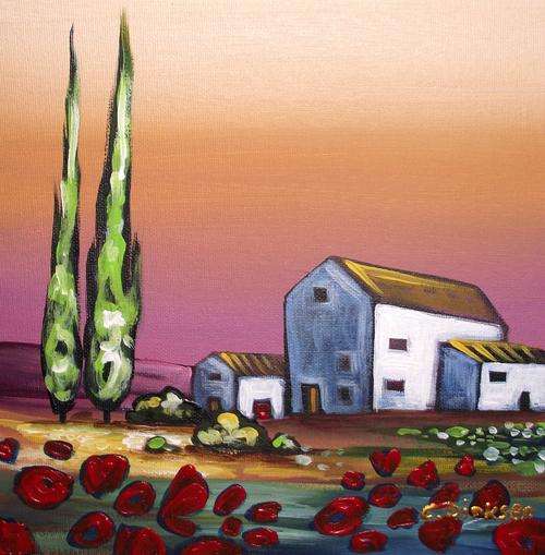 'HOUSE IN THE COUNTRY' --- Original Painting by SA artist Cherie Roe Dirksen --- 255 X 255