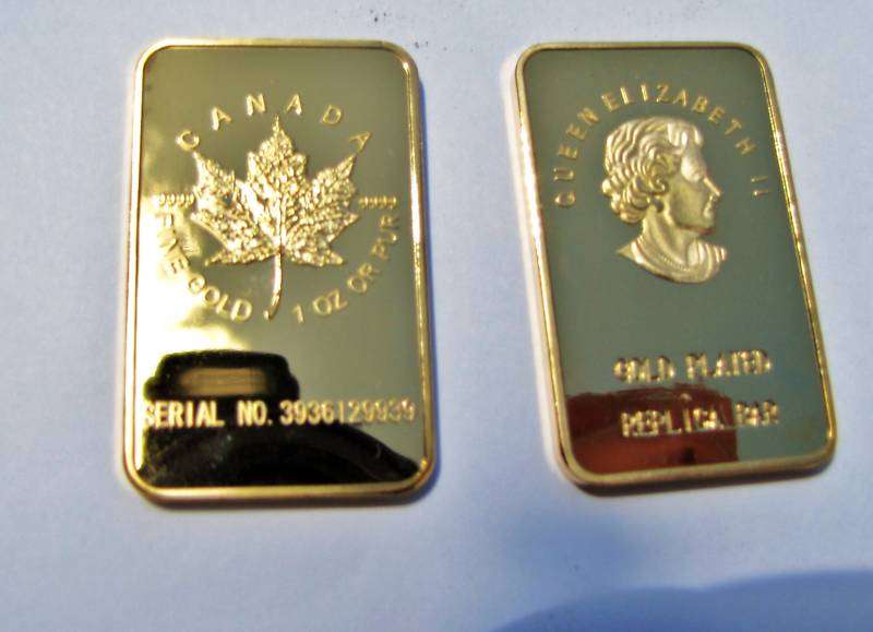 $$$ 24K GOLD Bullion Bar - Maple Leaf - 1 Troy Ounce - 100MILS $$$