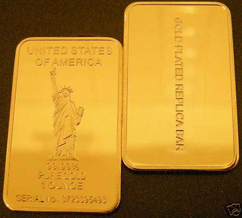 $$$ 24K GOLD Bullion Bar - USA Statue of Liberty - 1 Troy Ounce - 100MILS $$$ - LAST ONE !