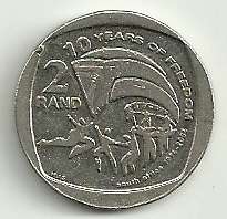 2 x Special Circulation R2-00 Coin "10 Years of freedom" 2004