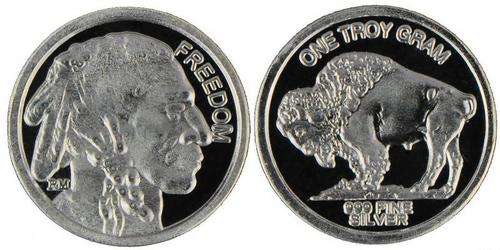 $$$ 1 GRAM SILVER BULLION BUFFALO/INDIAN ROUND .999 FINE $$$