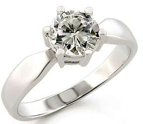STUNNING SILVER PLATED RHODIUM BAND WITH 1.00CT CUBIC ZIRCONIA