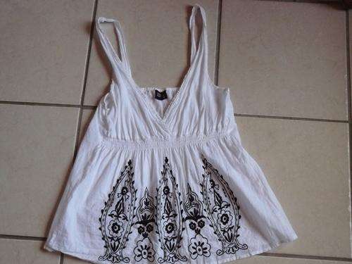 White top with black embroidery detail - size 12