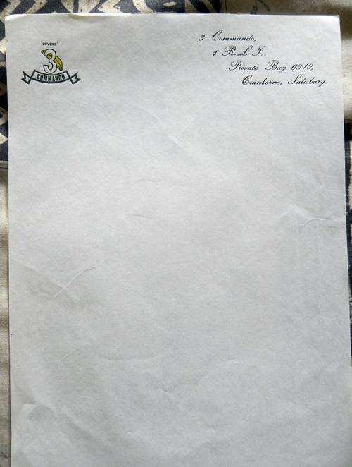 Rhodesian Light Infantry. 3 Commando Letter head.