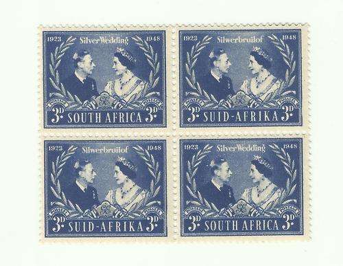 Union 1948 Silver wedding3d  strip of 2 pairs  Mint not hinged