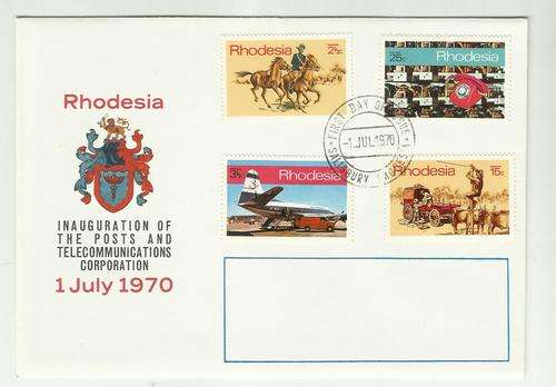Rhodesia July 1970 First day ssue  Inaug. Posts & Telecommunications set on pictorial cover
