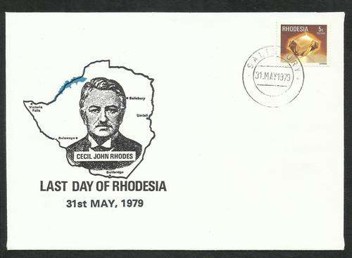 Rhodesia 31 May 1979 Last day of Rhodesia 5c on pictorial cover uncommon