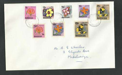 Rhodesia 1978 8c to 25c surcharge 8 stamps on cover