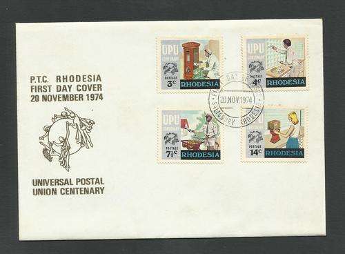 Rhodesia 20 Nov 1974. FDC Univ Post Union Centenary 3c to 14c