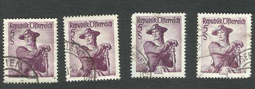 Austria 1959 5s National Costumes 4 stamps used