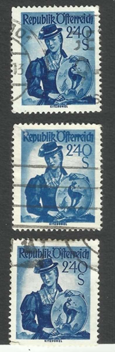 Austria 1950 national Costumes 240s Used. 3 stamps