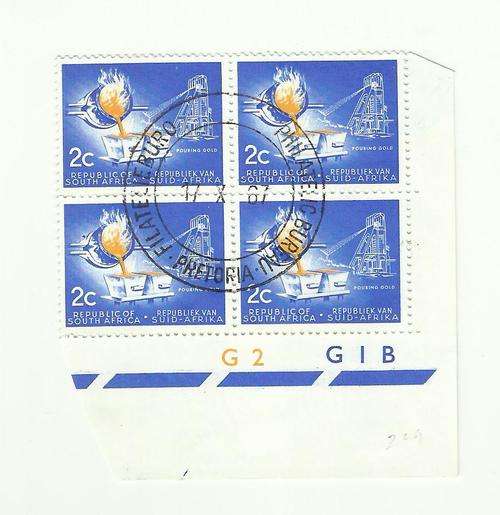 South Africa 1967 2c Control Block of 4.