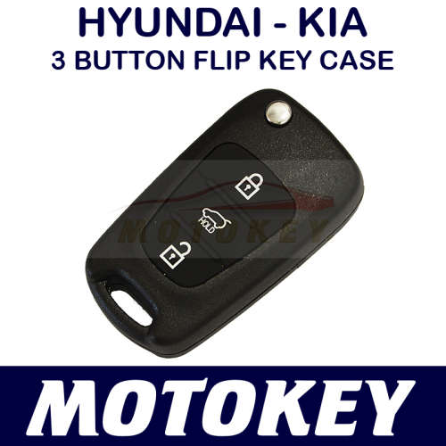 Kia Cerato - Picanto - Sportage - Hyundai i20 / i30 / iX35 - 3 Button Flip Key Case
