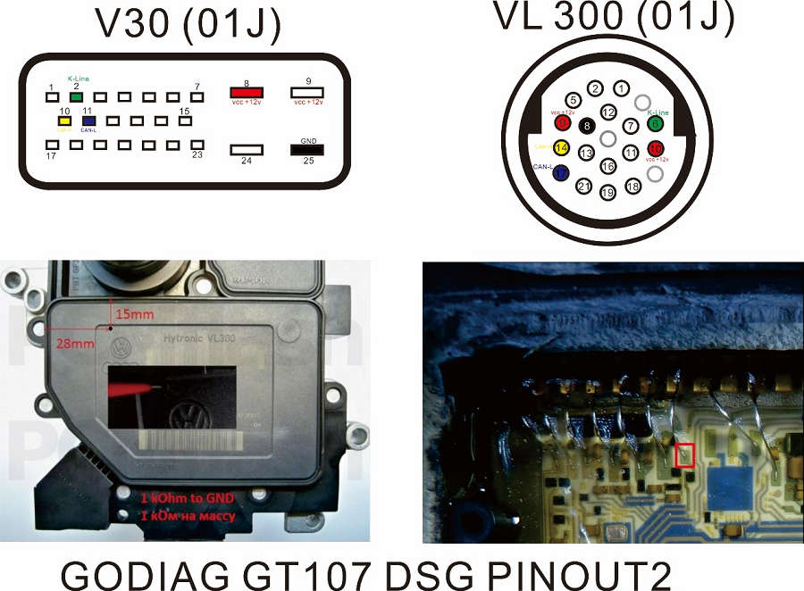 GODIAG GT105 ECU IMMO Kit Plus GT107 DSG Gearbox Data Read/Write Adapter for DQ250, DQ200, VL381, VL