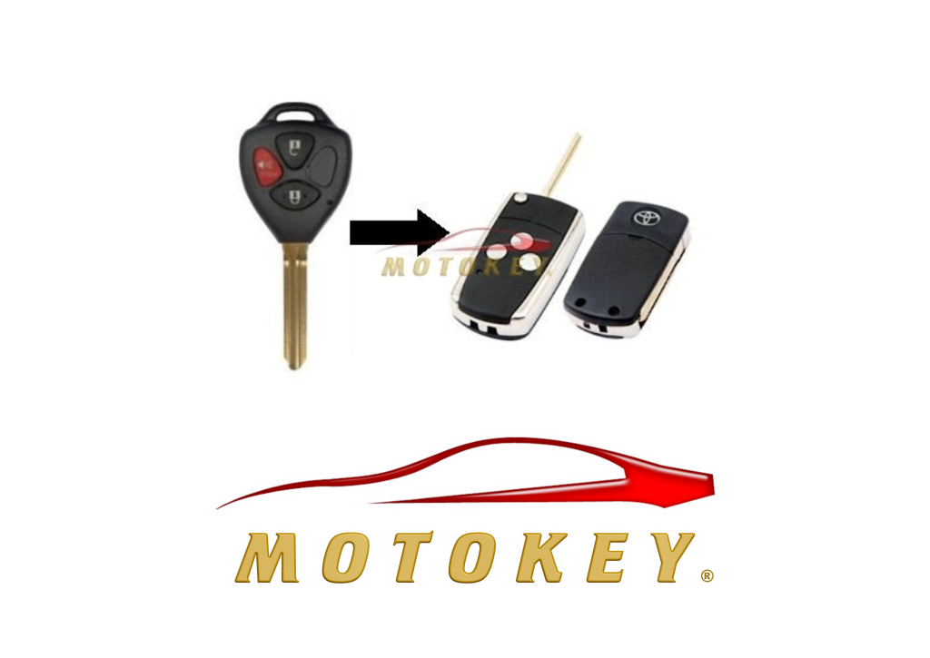Toyota Fortuner 3 Button Chrome Flip Key Conversion