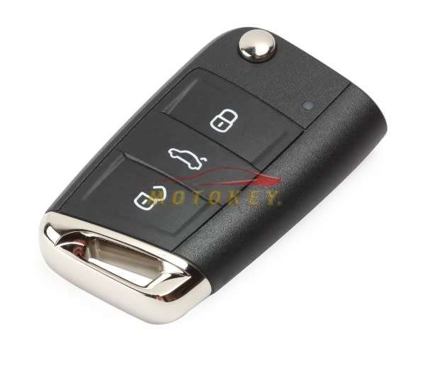 VW Golf 7 / Polo Tsi MK7 - 3 Button Key Case Semi Chrome - HU162 Blade