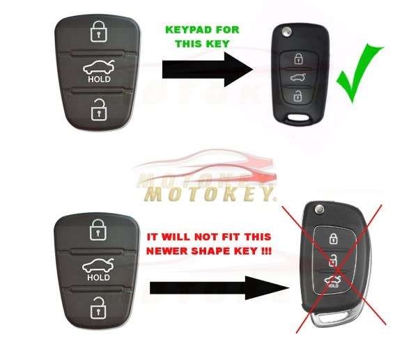 Hyundai / Kia - 3 Button Remote Rubber Keypad