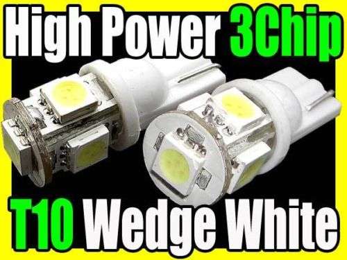 T10 Wedge 5-LED 3Chip 5050 Xenon Ultrabright White LED Park lights - Set of 2 - White