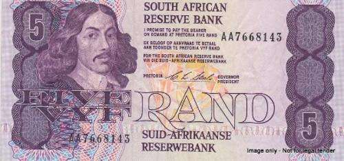 South African FIRST ISSUE R5 Note CL Stals XF-AU