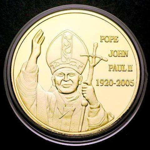 NEW TO BIDORBUY!! PROOF JOHN PAUL II 24K GOLD PLATED COMMEMORATIVE COIN!