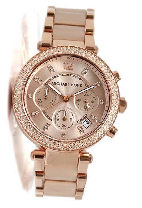 Authentic Michael Kors Parker MK5896 Two Tone Rose Gold Chronograph Ladies Watch
