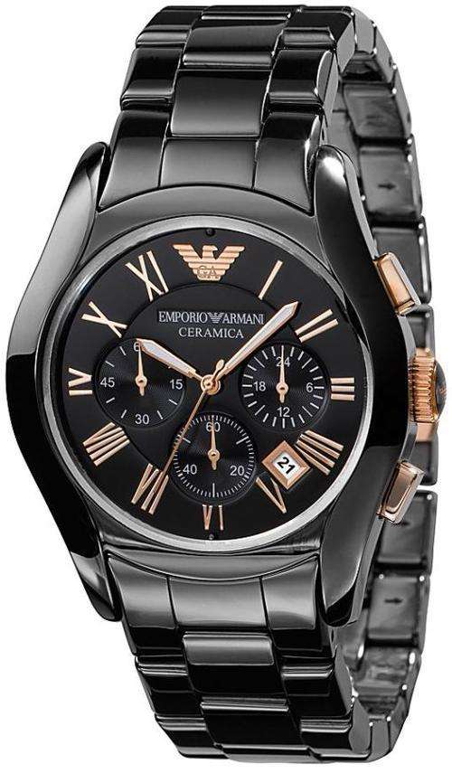 100% AUTHENTIC EMPORIO ARMANI AR 1411 BLACK CERAMICA CHRONOGRAPH WOMENS WATCH WITH CLEANING CLOTH