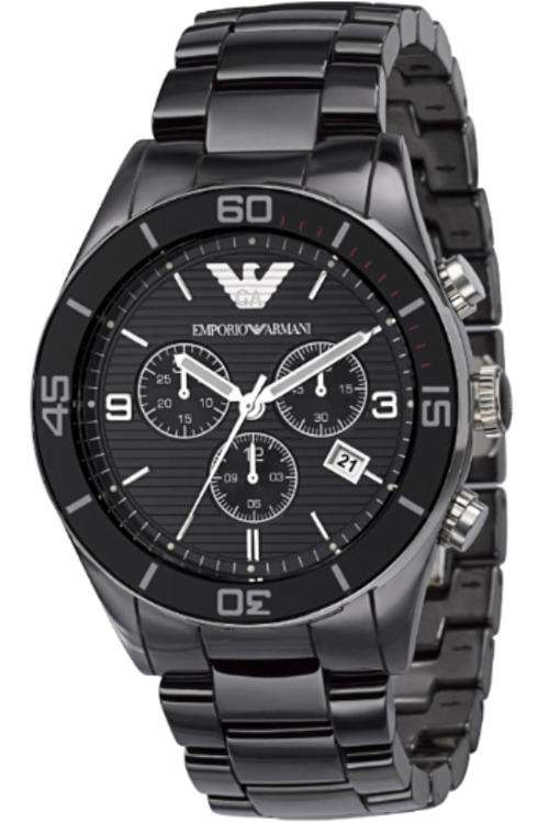 100% AUTHENTIC EMPORIO ARMANI AR1421 BLACK CERAMICA CHRONOGRAPH MENS WATCH