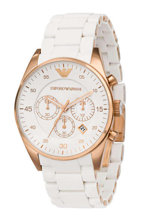 100% AUTHENTIC EMPORIO ARMANI AR5920 WHITE & ROSEGOLD CHRONOGRAPH LADIES WATCH