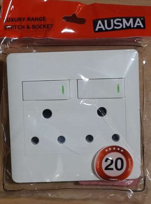 Double Wall Luxury Switched Socket 2x16A 4 X 4 IEC/SABS