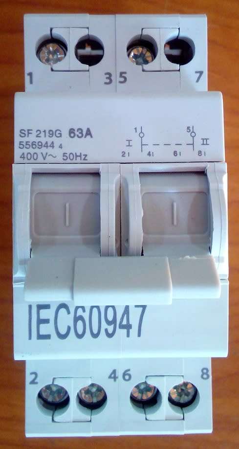 Change Over Switch 63 Amp 2 Pole SF219G