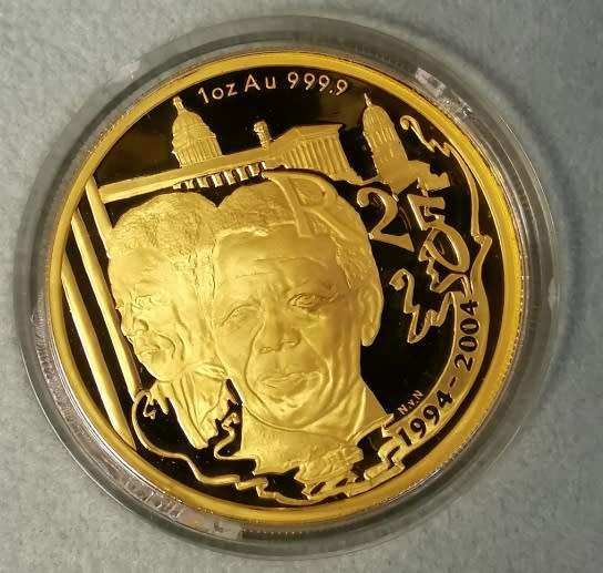 2004 Protea Mandela 10 Year Democracy Anniversary 1oz Gold 24 Carat | RARE |