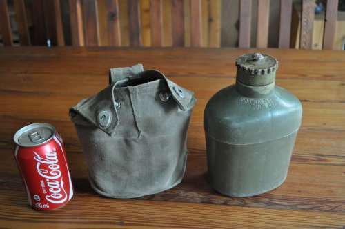 Vintage Army Water Bottle Canteen Cup With Pouch