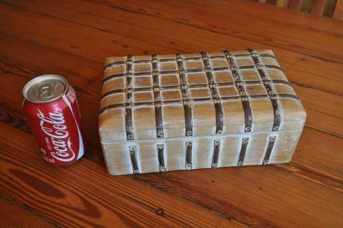 Wooden Jewelry Box With Metal Strips
