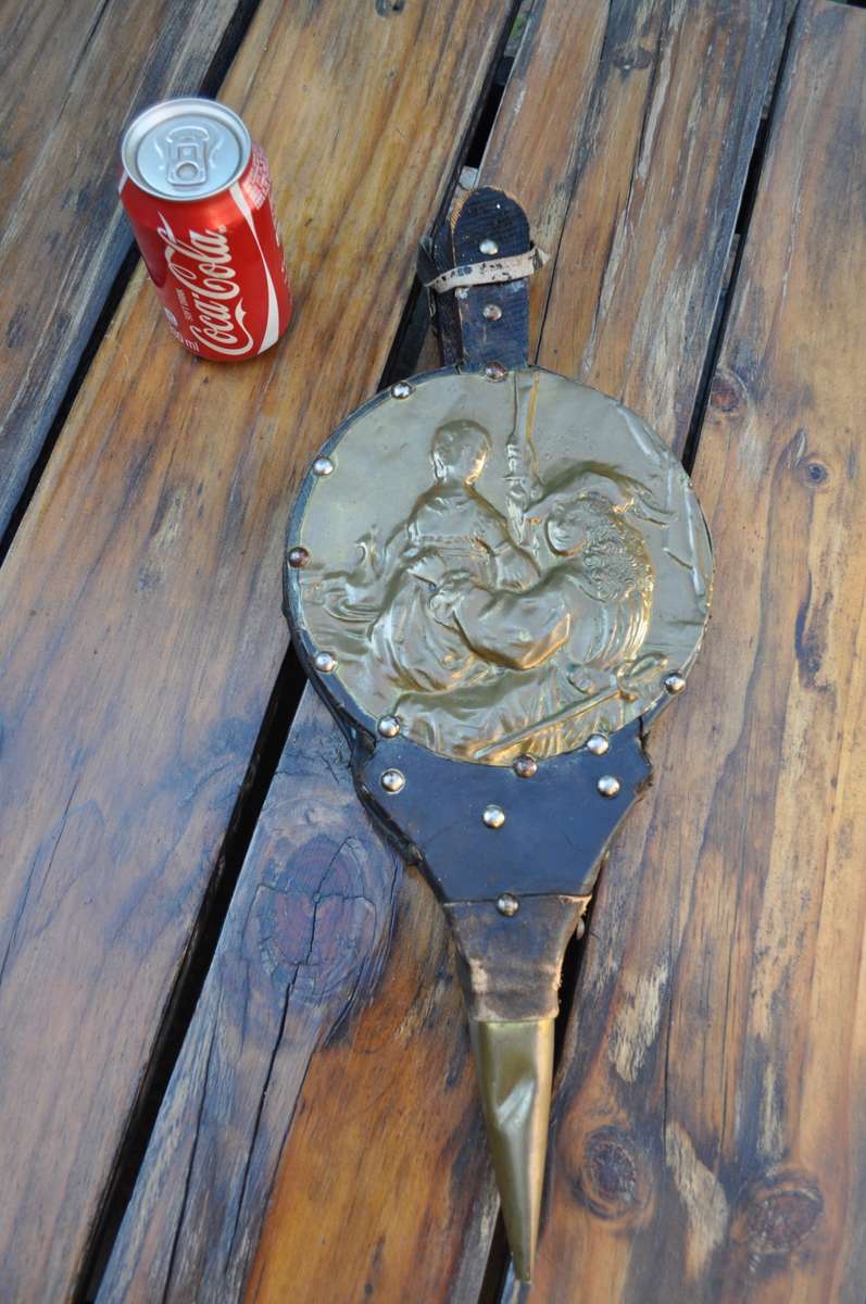 Vintage Fireplace Bellows Brass Wood