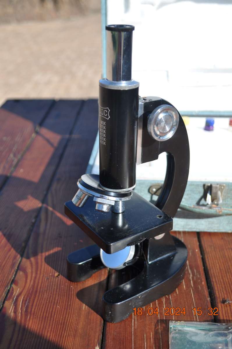 Vintage COC Microscope In Wooden Box