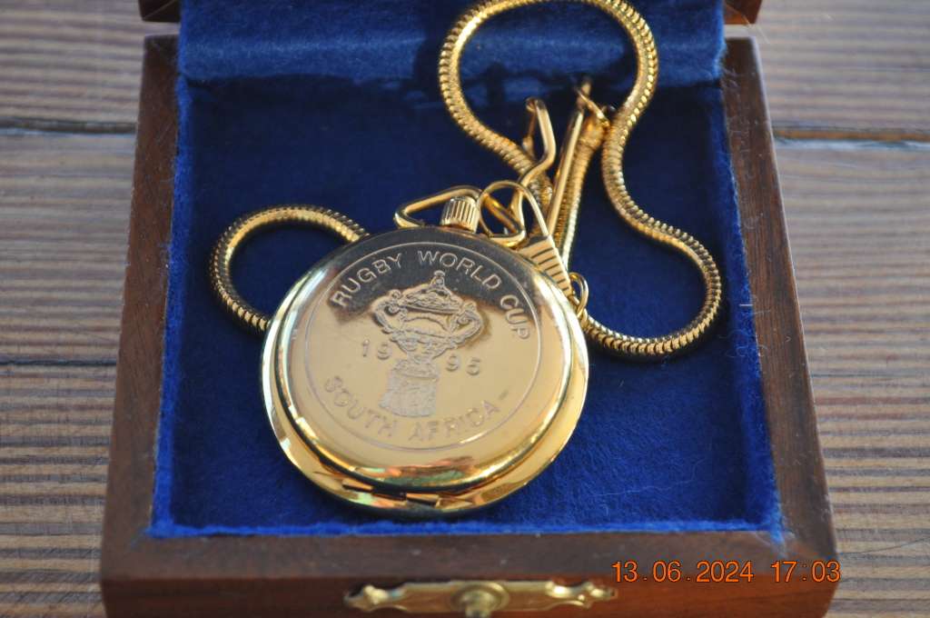 Rugby World Cup 1995 Pocket Watch In Wood Box
