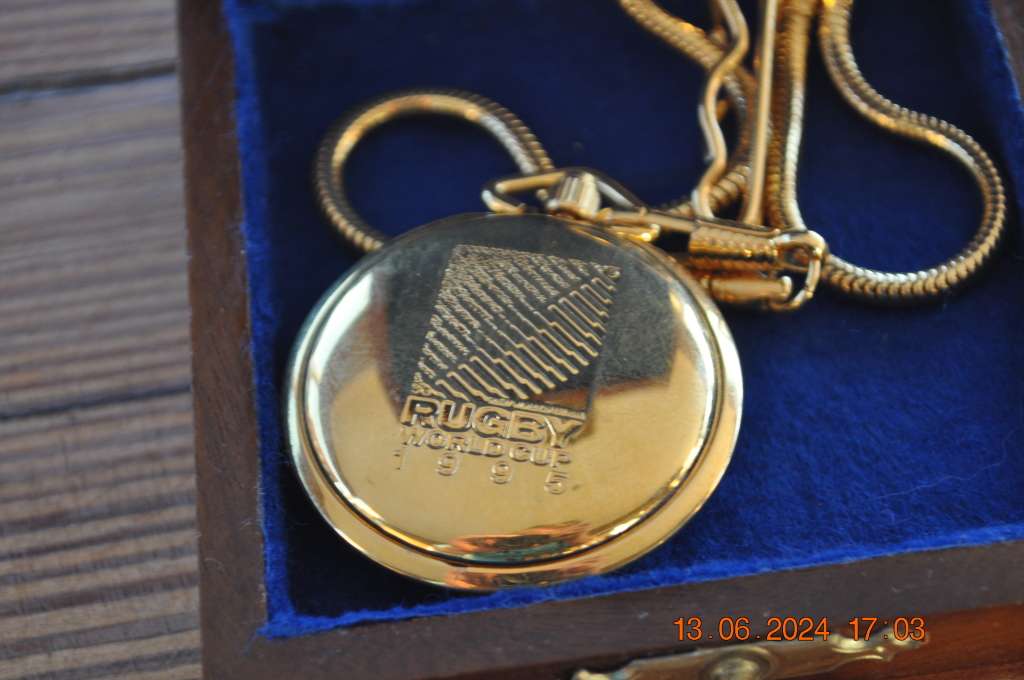 Rugby World Cup 1995 Pocket Watch In Wood Box