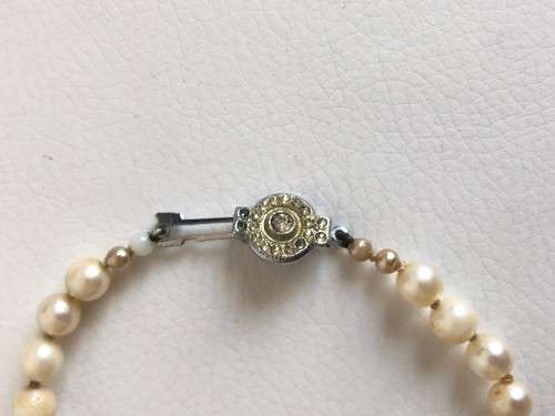 Necklace - Pearly Beads With Diamante Rings In Between (Made In England)