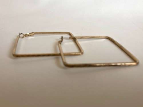 Gold Plated Large Square Retro Earrings