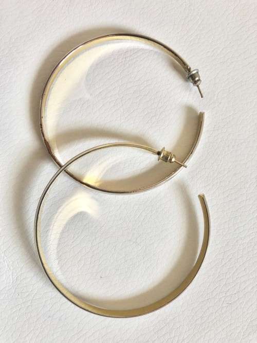 Large Gold Tone Round Thick Hoop Earrings