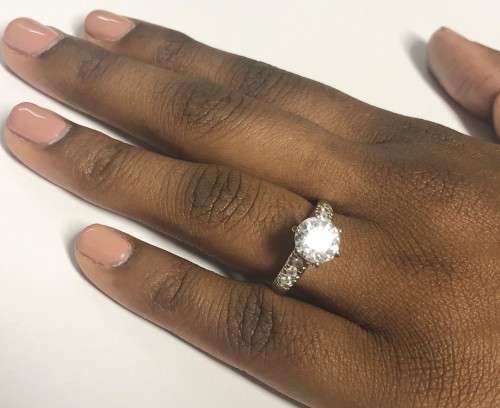 Silver Tone Fashion/Engagement Ring, White centre stone, Ring Size 0