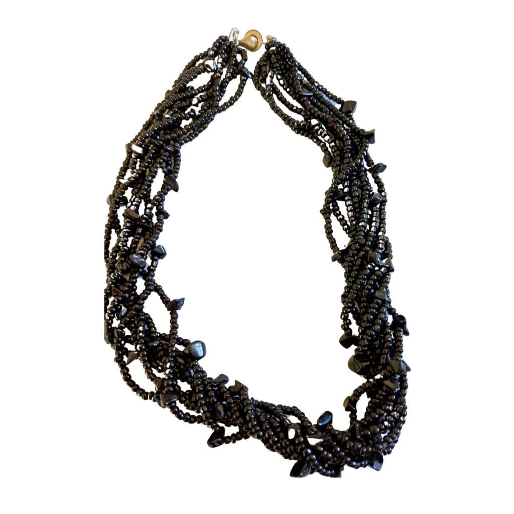 Necklace - Multiple Strand Black Beaded Necklace