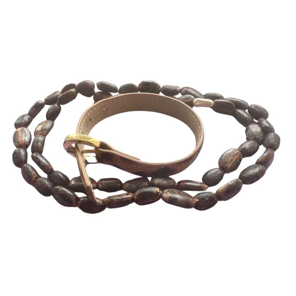 Set - African Beads and Faux Animal Print Bangle Strap