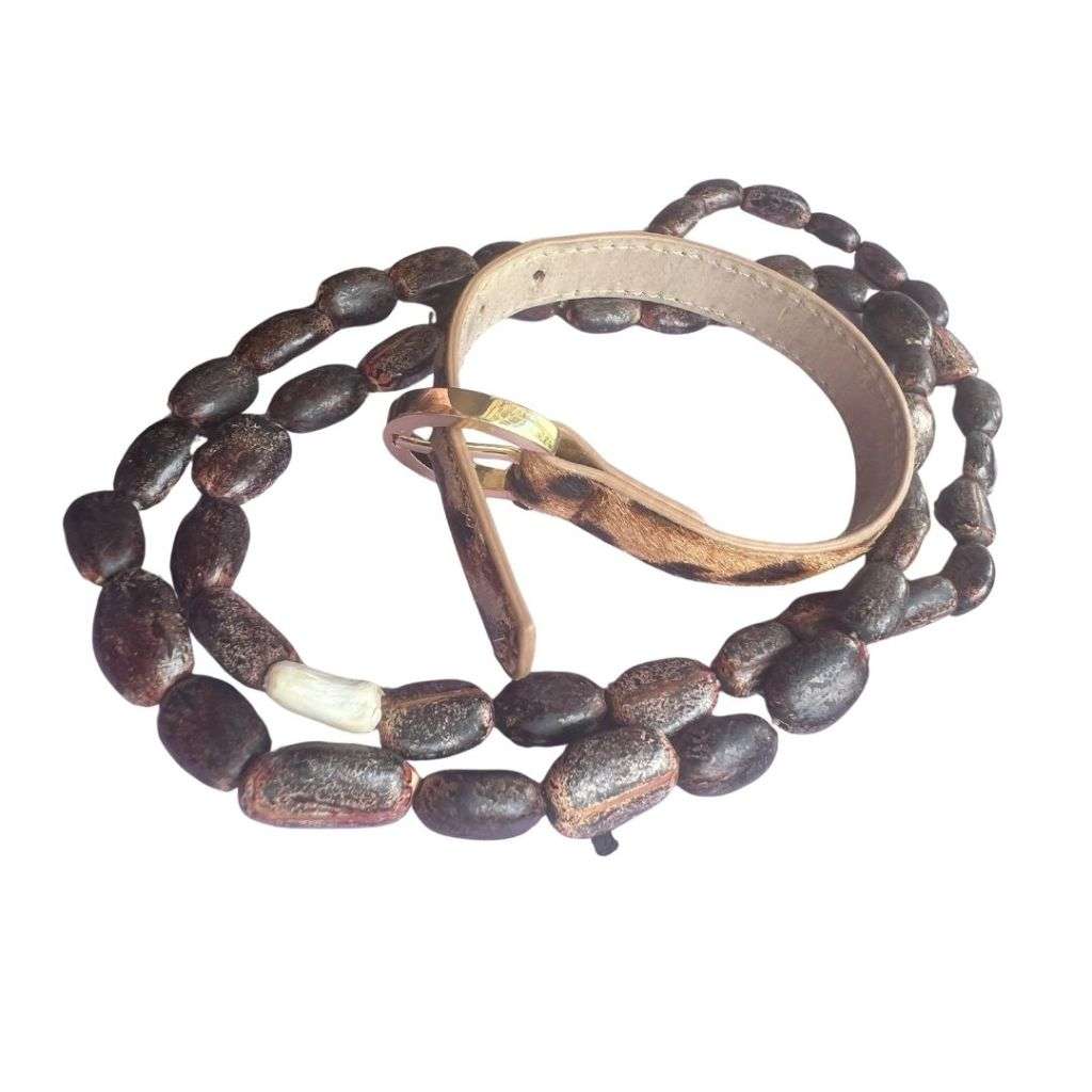 Set - African Beads and Faux Animal Print Bangle Strap