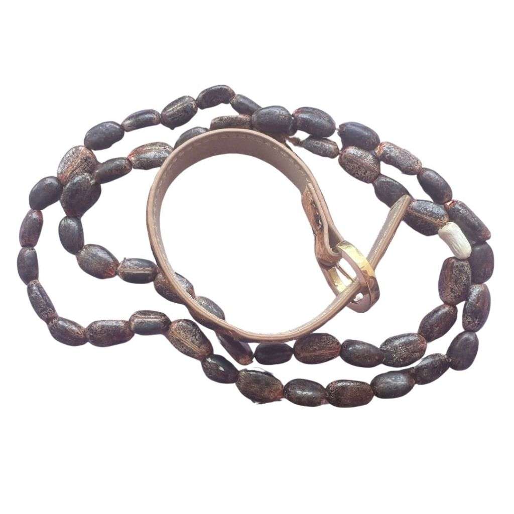 Set - African Beads and Faux Animal Print Bangle Strap