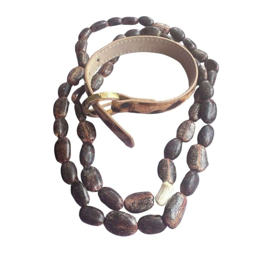 Set - African Beads and Faux Animal Print Bangle Strap