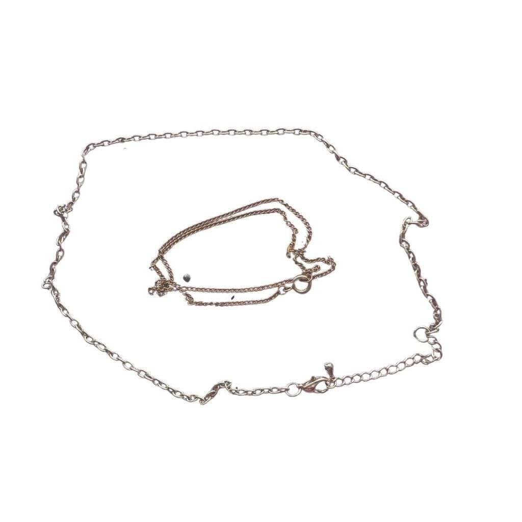Necklace - Silver Tone Chains x 2