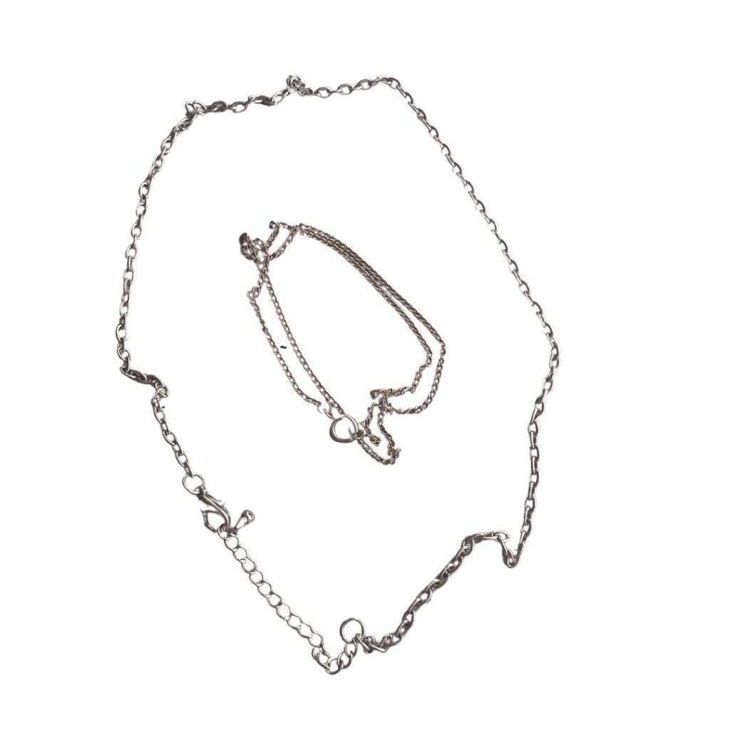 Necklace - Silver Tone Chains x 2