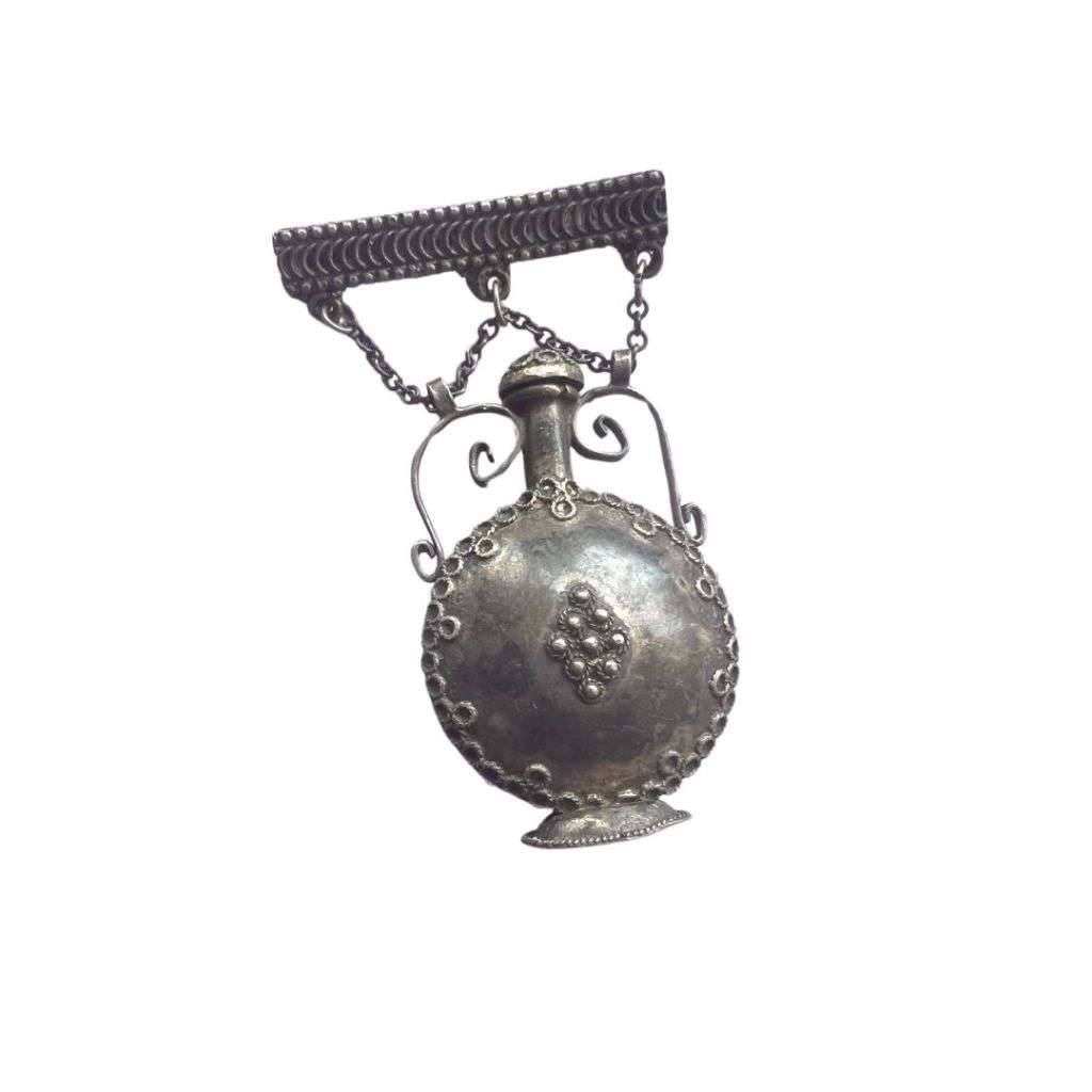 Antique and Collectable - Silver Tone Vintage Perfume Bottle Brooch