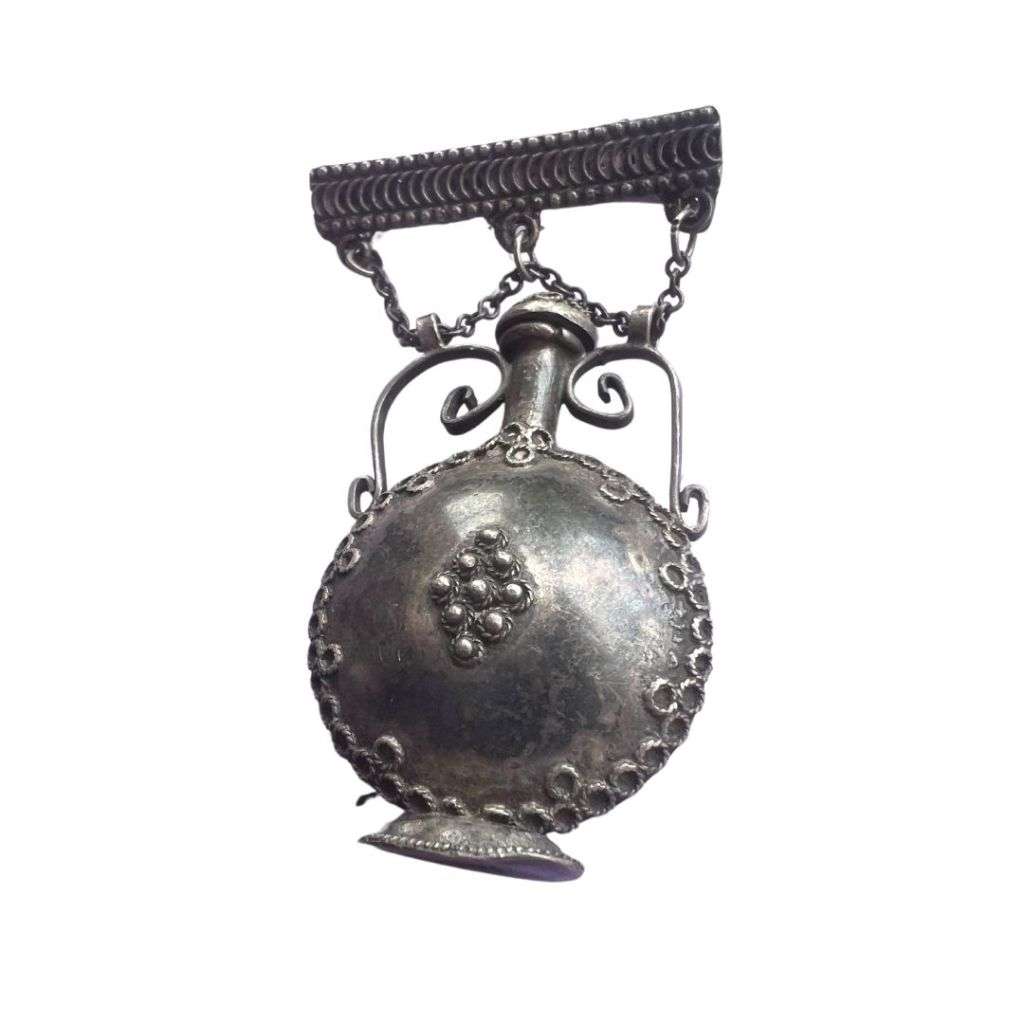 Antique and Collectable - Silver Tone Vintage Perfume Bottle Brooch